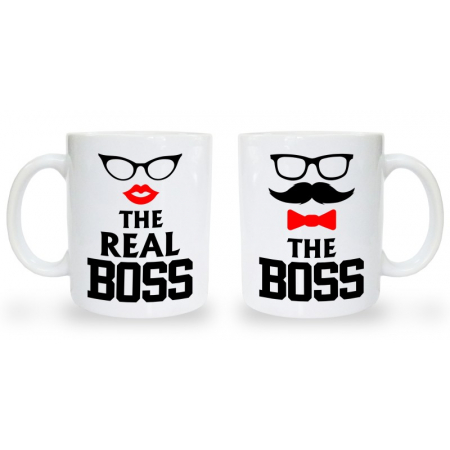 Kubki dla par zakochanych 2 szt The boss The real boss